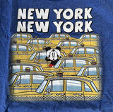 Disney Boys Mickey Mouse Taxis In New York Blue Short Sleeve Shirt Size Medium