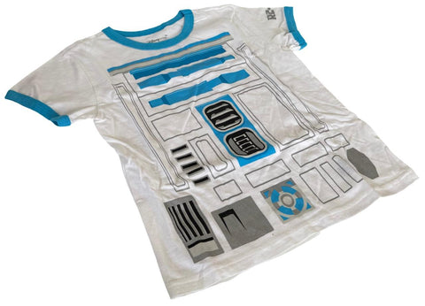 Disney Boys Star Wars R2-D2 Graphic White Short Sleeve Shirt Size Medium
