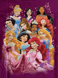 Disney Girls Princesses Graphic Purple Short Sleeve Shirt Size Small