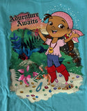 Disney Girls Jake And The Neverland Pirates Izzy Graphic Teal Shirt Size Medium