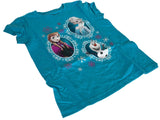 Disney Girls Frozen Anna Elsa And Olaf Graphic Blue Short Sleeve Shirt Size M