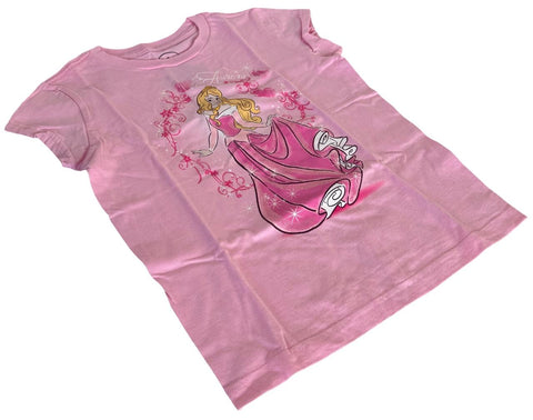Disney Girls Sleeping Beauty Aurora Graphic Pink Short Sleeve Shirt Size Medium