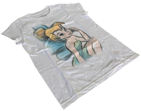 Disney Girls Tinker Bell Graphic White Short Sleeve Shirt Size Medium