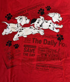 Disney Boys 101 Dalmatians Newspaper Graphic Red Short Sleeve Shirt Size Small
