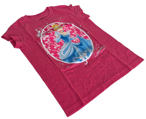 Disney Girls Cinderella Graphic Pink Short Sleeve Shirt Size Medium
