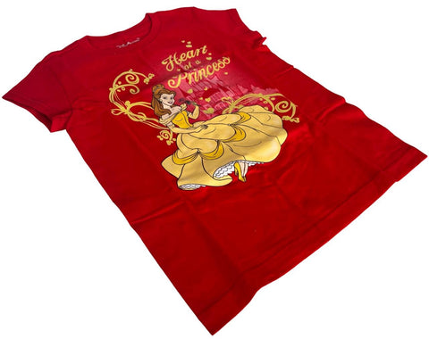 Disney Girls Beauty And The Beast Belle Heart of A Princess Red Shirt Size M