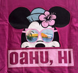 Disney Girls Minnie Mouse Shades Oahu Hawaii Graphic Pink Shirt Size Medium
