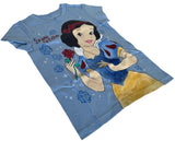 Disney Girls Snow White Rose Graphic Blue Short Sleeve Shirt Size Small
