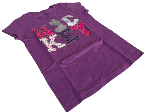 Disney Girls Mickey Mouse Graphic Purple Short Sleeve Shirt Size Medium