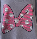 Disney Women's Minnie Mouse Bow Graphic Gray Short Sleeve Shirt Size 3XL