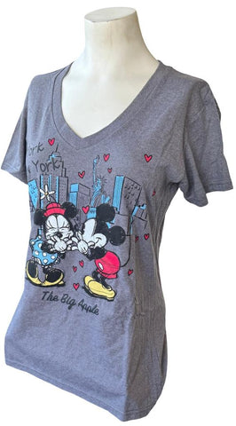 Disney Women's Mickey Mouse & Minnie New York The Big Apple Gray Shirt Size M