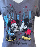 Disney Women's Mickey Mouse & Minnie New York The Big Apple Gray Shirt Size M