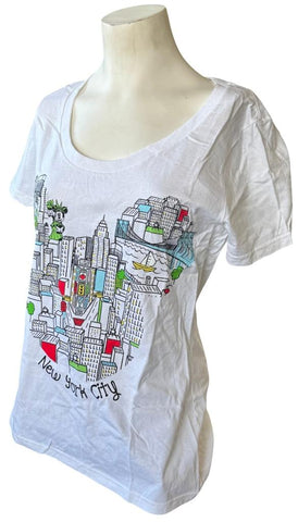 Disney Women's Minnie Mouse Statue Of Liberty New York City White Shirt Size M