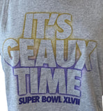 Nike Women's Super Bowl XLVII It's Geaux Time Gray Slim Fit Shirt Size Large