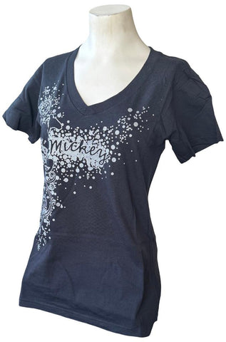 Disney Women's Mickey Mouse Silhouette Graphic Black Shirt Size Medium