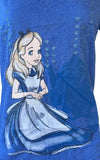 Disney Women's Alice In Wonderland Graphic Blue Short Sleeve Shirt Size Medium