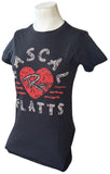 Tultex Women's Rascal Flatts Heart Graphic Black Short Sleeve Shirt Size Small