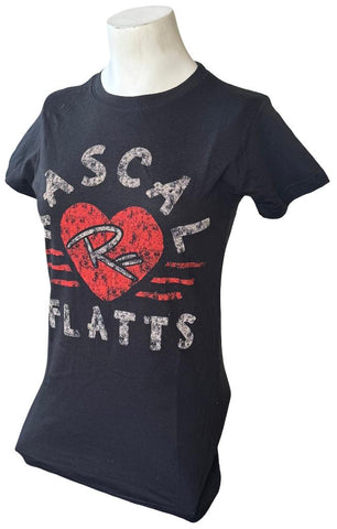 Tultex Women's Rascal Flatts Heart Graphic Black Short Sleeve Shirt Size Small