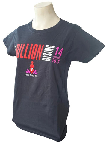 Gildan Women's 1 Billion Rising Strike Dance Rise! Graphic Black Shirt Size S