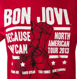 Bay Island Women's Bon Jovi Because We Can Tour 2013 Graphic Red Shirt Size L