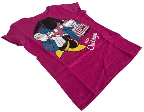 Disney Girls Minnie Mouse XOXO Chicago Purple Short Sleeve Shirt Size Medium