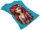 Disney Parks Girls The Little Mermaid Ariel Graphic Blue Shirt Size X-Small