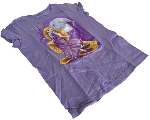 Disney Girls Tangled Rapunzel Graphic Purple Short Sleeve Shirt Size Medium