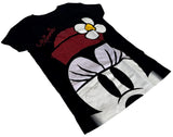 Disney Girls Classic Minnie Mouse Face Graphic Black Short Sleeve Shirt Size S