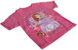 Disney Girls Princess Sofia The First Graphic Pink Short Sleeve Shirt Size 3T