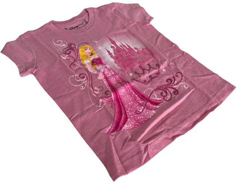 Disney Girls Sleeping Beauty Aurora Graphic Pink Short Sleeve Shirt Size Small
