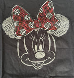 Disney Girls Minnie Mouse Face Graphic Black Short Sleeve Shirt Size Medium