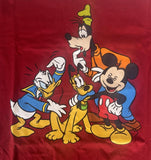 Disney Boys Mickey Mouse Donald Goofy & Pluto Red Short Sleeve Shirt Size Medium