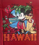 Disney Boys Mickey Mouse & Pluto Surfs Up Beach Life Hawaii Red Shirt Size XS