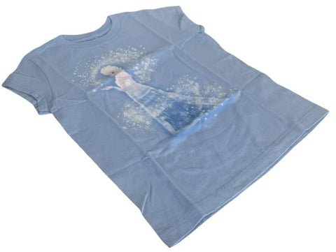 Disney Girls Frozen Elsa Graphic Blue Short Sleeve Shirt Size Medium