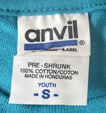 Anvil Youth Love Soccer Graphic Teal Short Sleeve Shirt Size Small