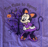Disney Girls Minnie Mouse Too Cute To Spook Graphic Purple Shirt Size Medium