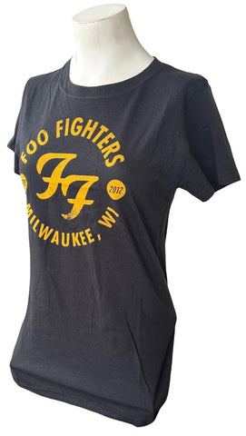 Women's Foo Fighters Tour 2012 Milwaukee, WI Black Short Sleeve Shirt Size Large