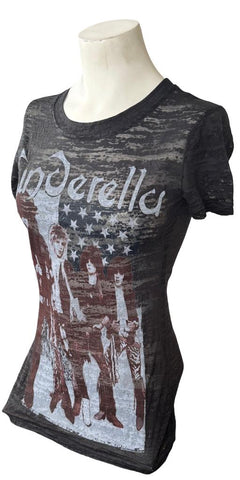 In Your Face Apparel Women's Cinderella Graphic Black Short Sleeve Shirt Size S