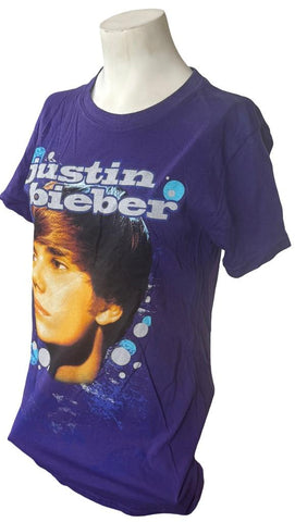 Bay Island Women's Justin Bieber Graphic Purple Short Sleeve Shirt Size Large