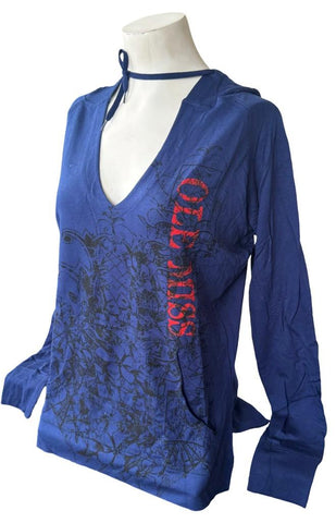 Emerson Street Clothing Women's Ole Miss Graphic Blue T-Shirt Hoodie Size Small