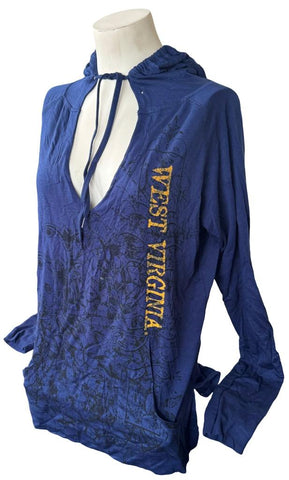 Emerson Street Clothing Women's West Virginia Navy T-Shirt Hoodie Size Small