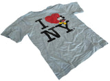 Disney Youth I Love NY Mickey Mouse Graphic Blue Short Sleeve Shirt Size X-Small