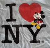 Disney Youth I Love NY Mickey Mouse Graphic Blue Short Sleeve Shirt Size X-Small