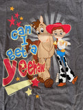 Disney Girls Toy Story Can I Get A Yeehaw Graphic Gray Shirt Size Medium