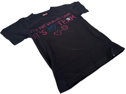 Puma Youth It's The World's Game It's My Team Black Short Sleeve Shirt Size S