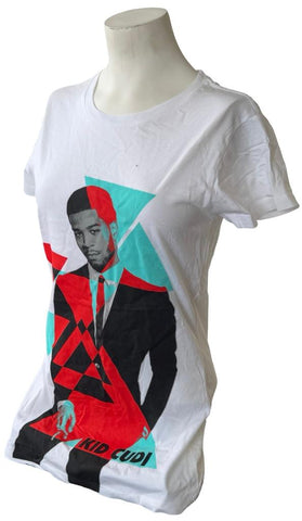 Alstyle Women's Kid Cudi Graphic White Short Sleeve Shirt Size Large