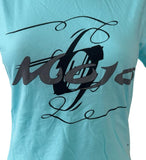 Mojo After Dark Women's Mojo Logo Graphic Teal Short Sleeve Shirt Size Large