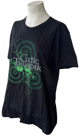 Anvil Women's Celtic Thunder Clover Graphic Black Short Sleeve Shirt Size Large