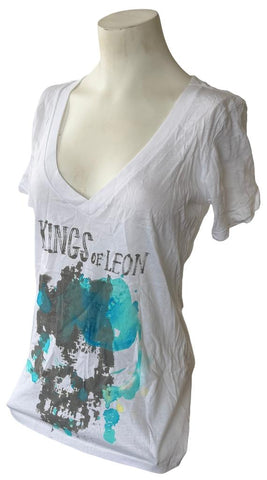 Next Level Women's Kings Of Leon Skull Graphic White Shirt Size Large