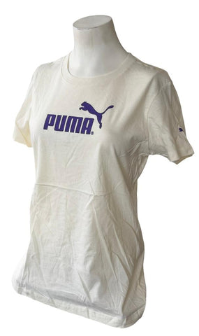 Puma Women's Big Cat Logo Tan Short Sleeve Shirt Size Large